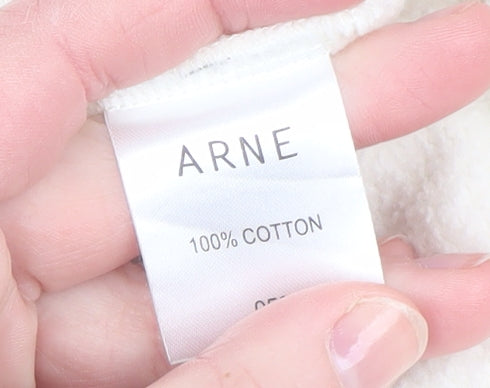 ARNE Men’s Ivory Pullover Cotton Hoodie M Regular Fit