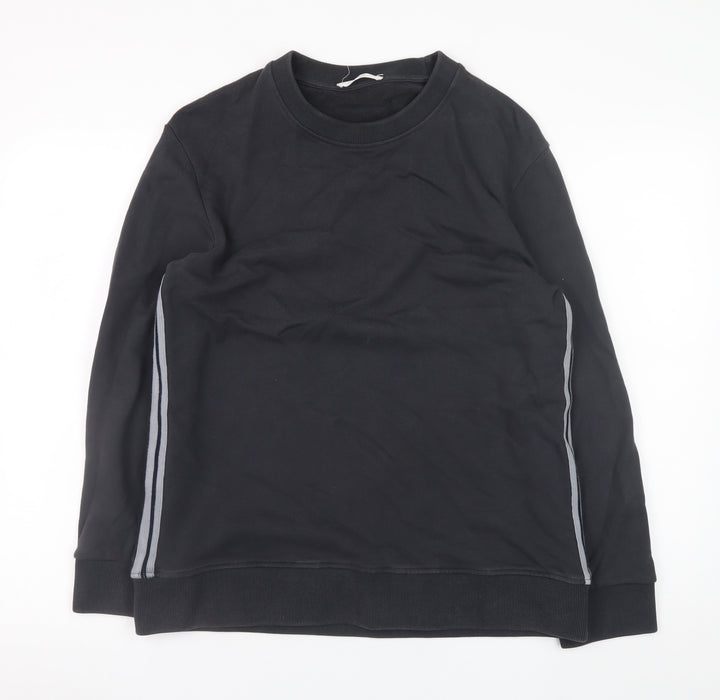 Mr P. Men's Black Cotton Crew Neck Sweatshirt Size M Classic Fit