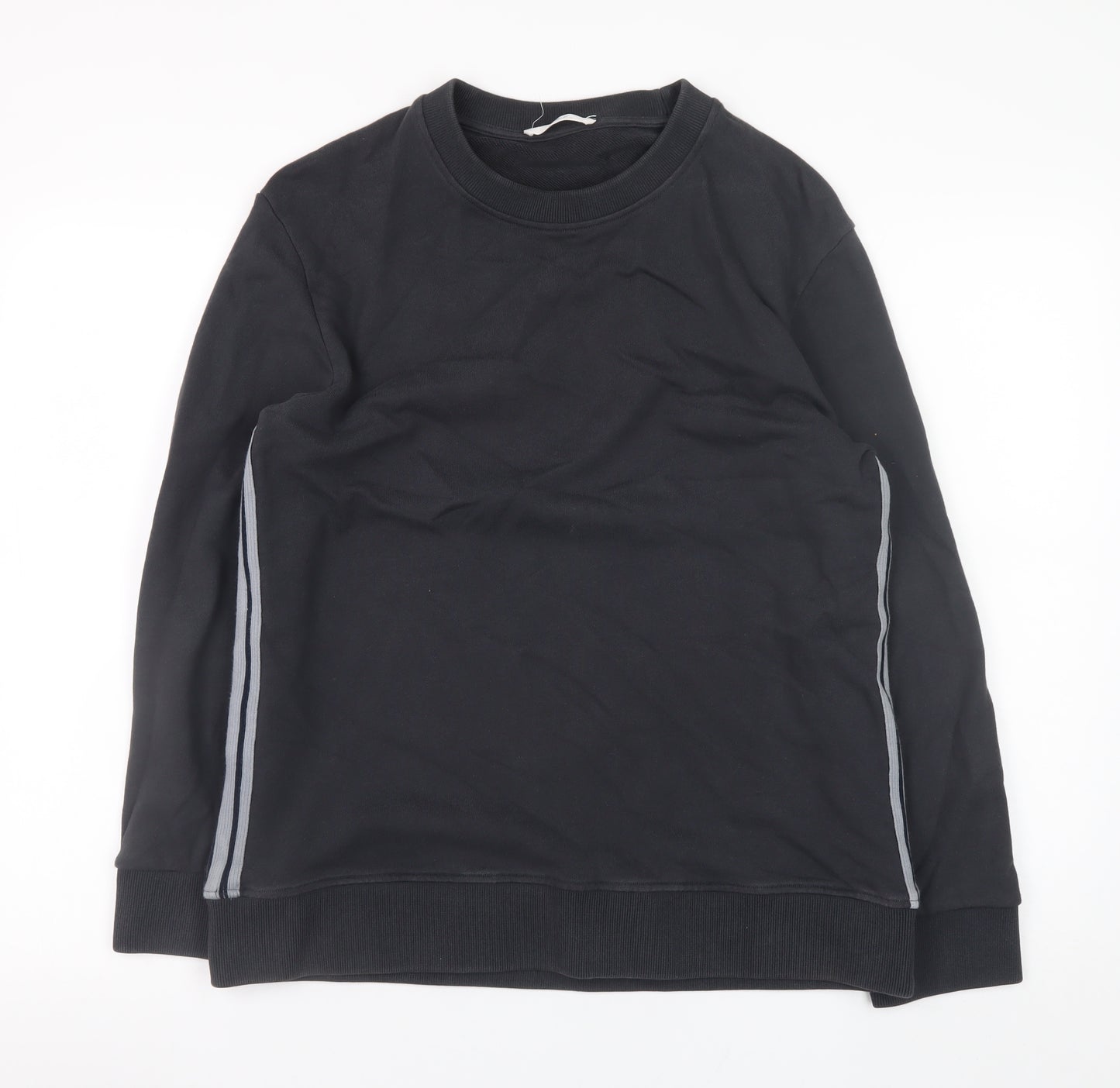 Mr P. Men's Black Cotton Crew Neck Sweatshirt Size M Classic Fit