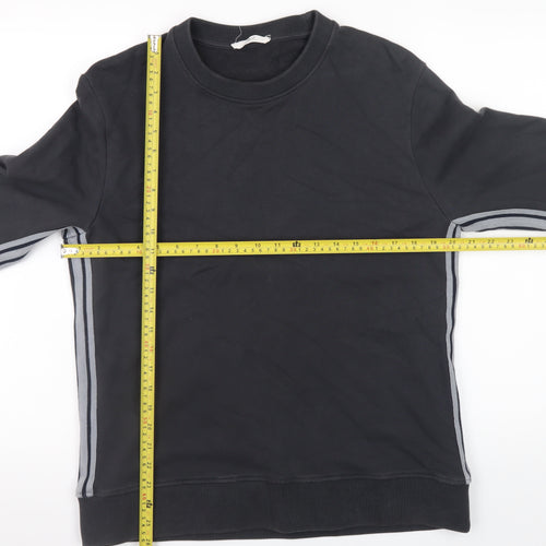 Mr P. Men's Black Cotton Crew Neck Sweatshirt Size M Classic Fit