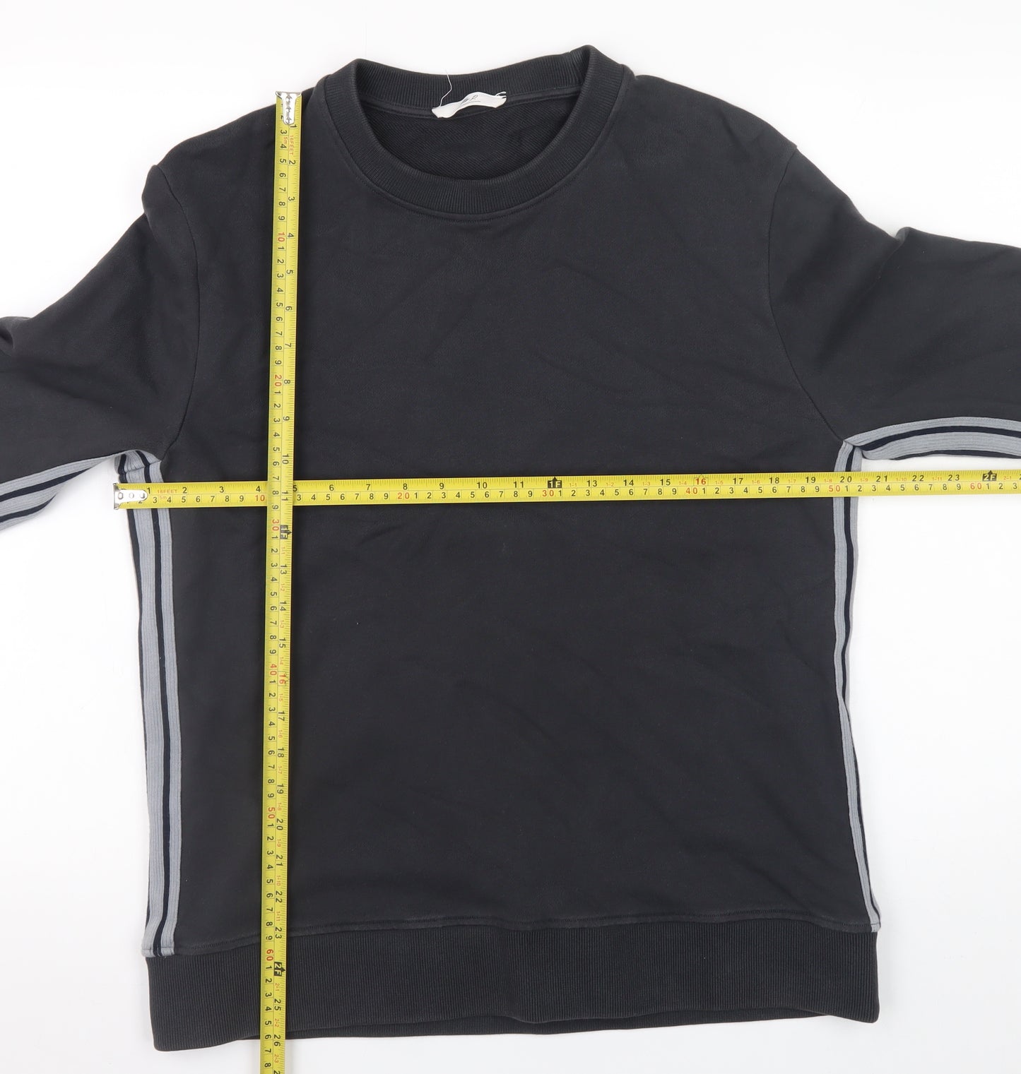 Mr P. Men's Black Cotton Crew Neck Sweatshirt Size M Classic Fit