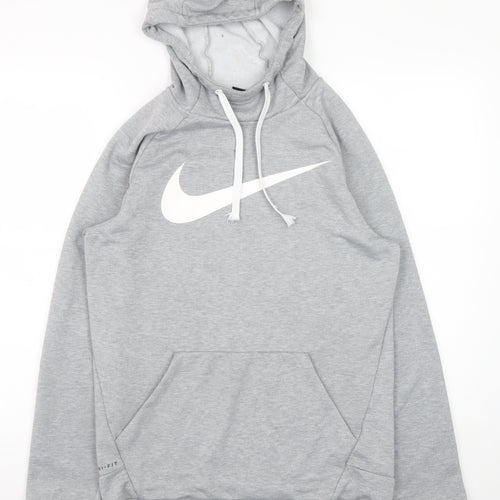 Nike Men's Grey Dri-FIT Pullover Hoodie S Regular Fit Sportswear