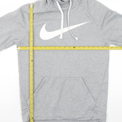 Nike Men's Grey Dri-FIT Pullover Hoodie S Regular Fit Sportswear