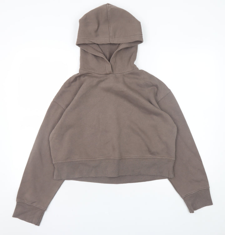 Zara Women Brown Pullover Hoodie S Relaxed Fit Casual Sweatshirt