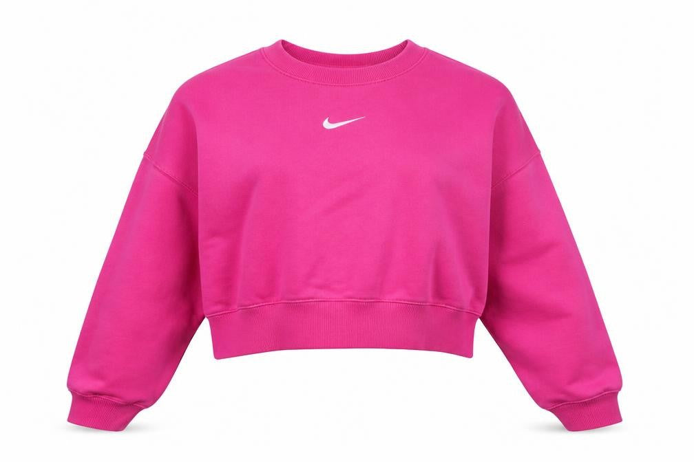 Front view of Nike Women’s Pink Crew Neck Pullover Sweatshirt XS Cotton Blend
