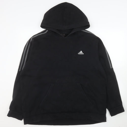 adidas Mens Black XL Pullover Hoodie Fleece Sports Logo Hooded Sweatshirt