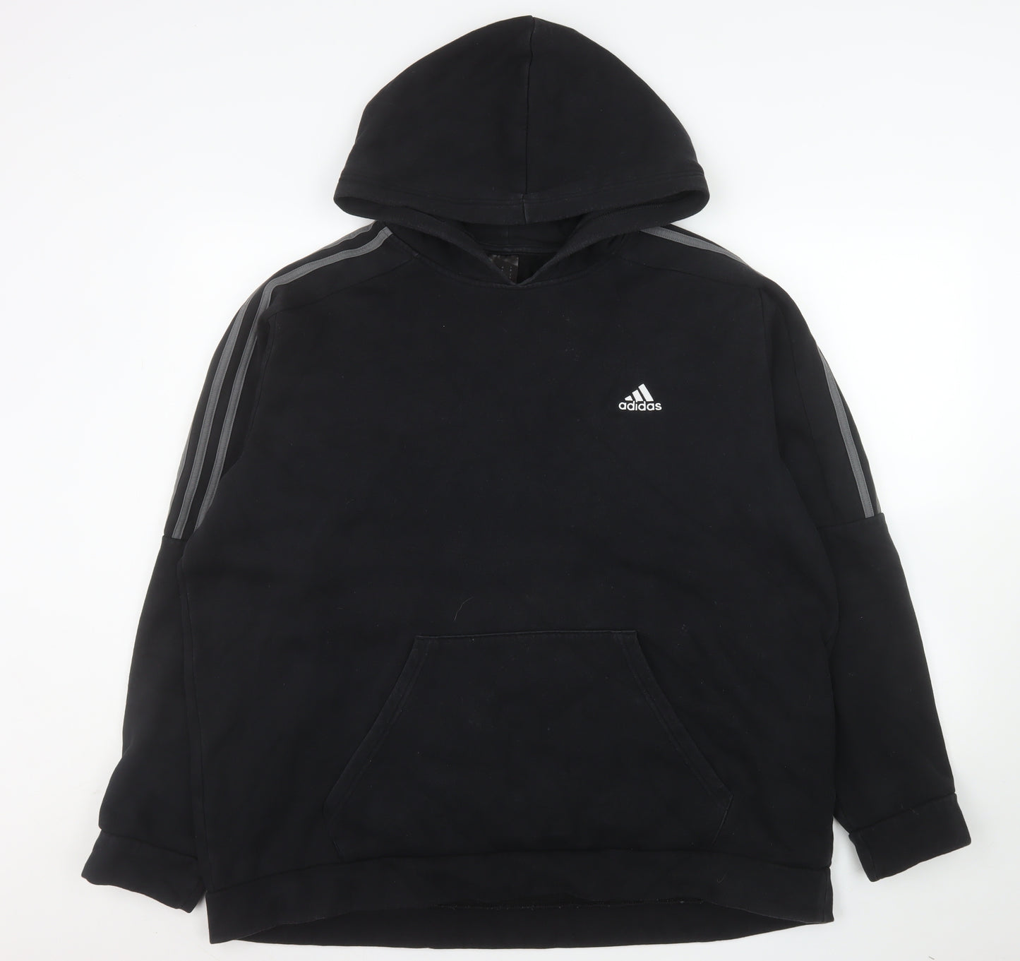 adidas Mens Black XL Pullover Hoodie Fleece Sports Logo Hooded Sweatshirt