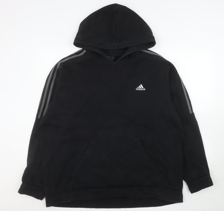 adidas Mens Black XL Pullover Hoodie Fleece Sports Logo Hooded Sweatshirt