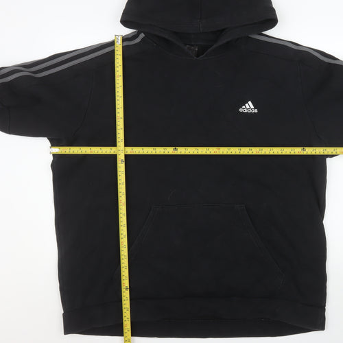 adidas Mens Black XL Pullover Hoodie Fleece Sports Logo Hooded Sweatshirt