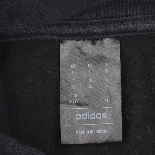 adidas Mens Black XL Pullover Hoodie Fleece Sports Logo Hooded Sweatshirt