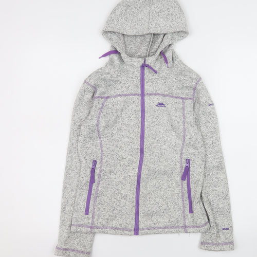 Trespass Girls Grey Hooded Full Zip Fleece Jacket 9-10 Years