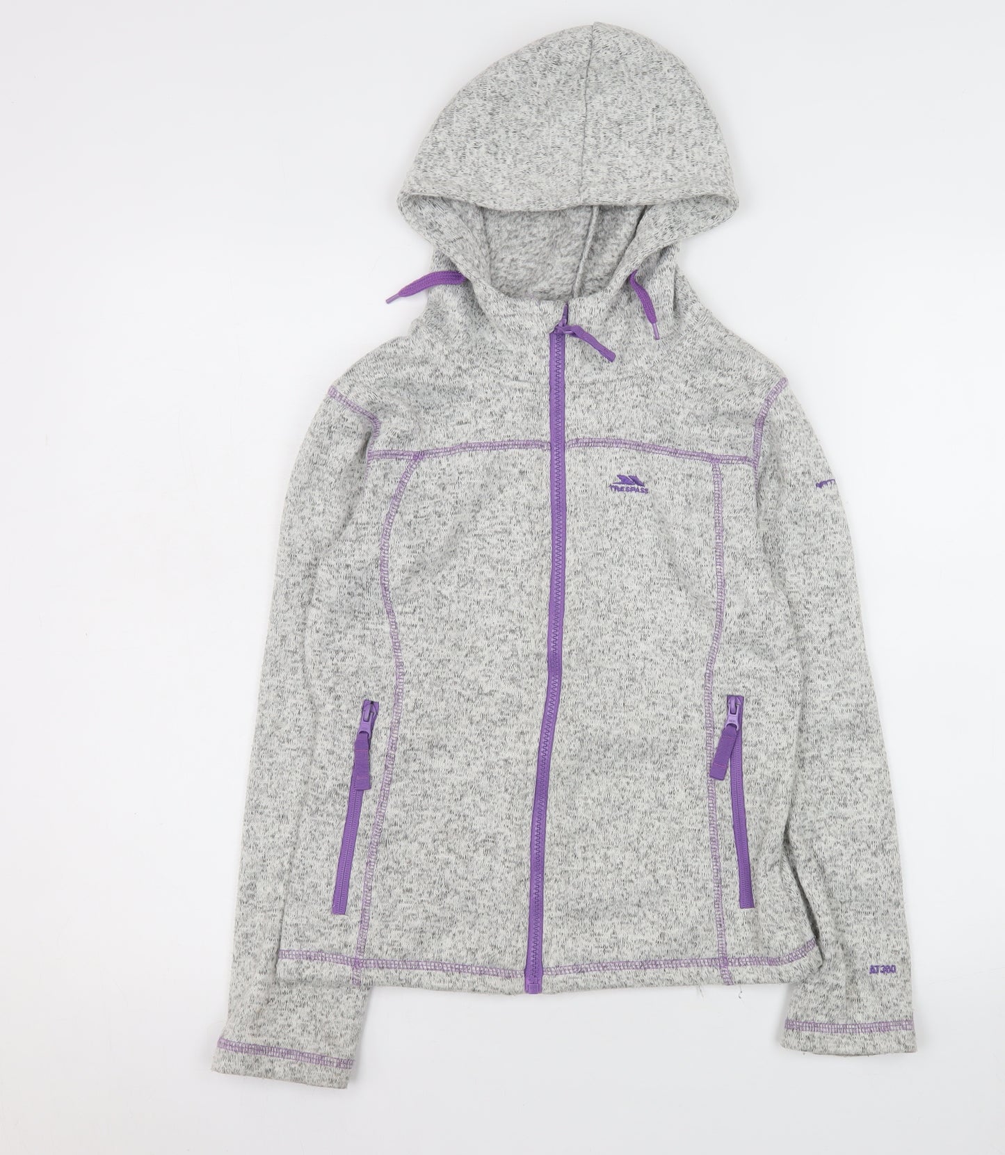 Trespass Girls Grey Hooded Full Zip Fleece Jacket 9-10 Years