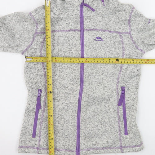 Trespass Girls Grey Hooded Full Zip Fleece Jacket 9-10 Years