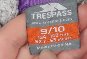 Trespass Girls Grey Hooded Full Zip Fleece Jacket 9-10 Years