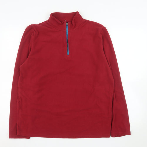 Crane Mens Red Fleece 1/4 Zip Pullover Sweatshirt Size M