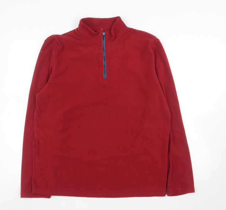 Crane Mens Red Fleece 1/4 Zip Pullover Sweatshirt Size M