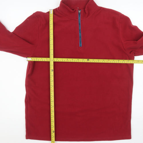 Crane Mens Red Fleece 1/4 Zip Pullover Sweatshirt Size M