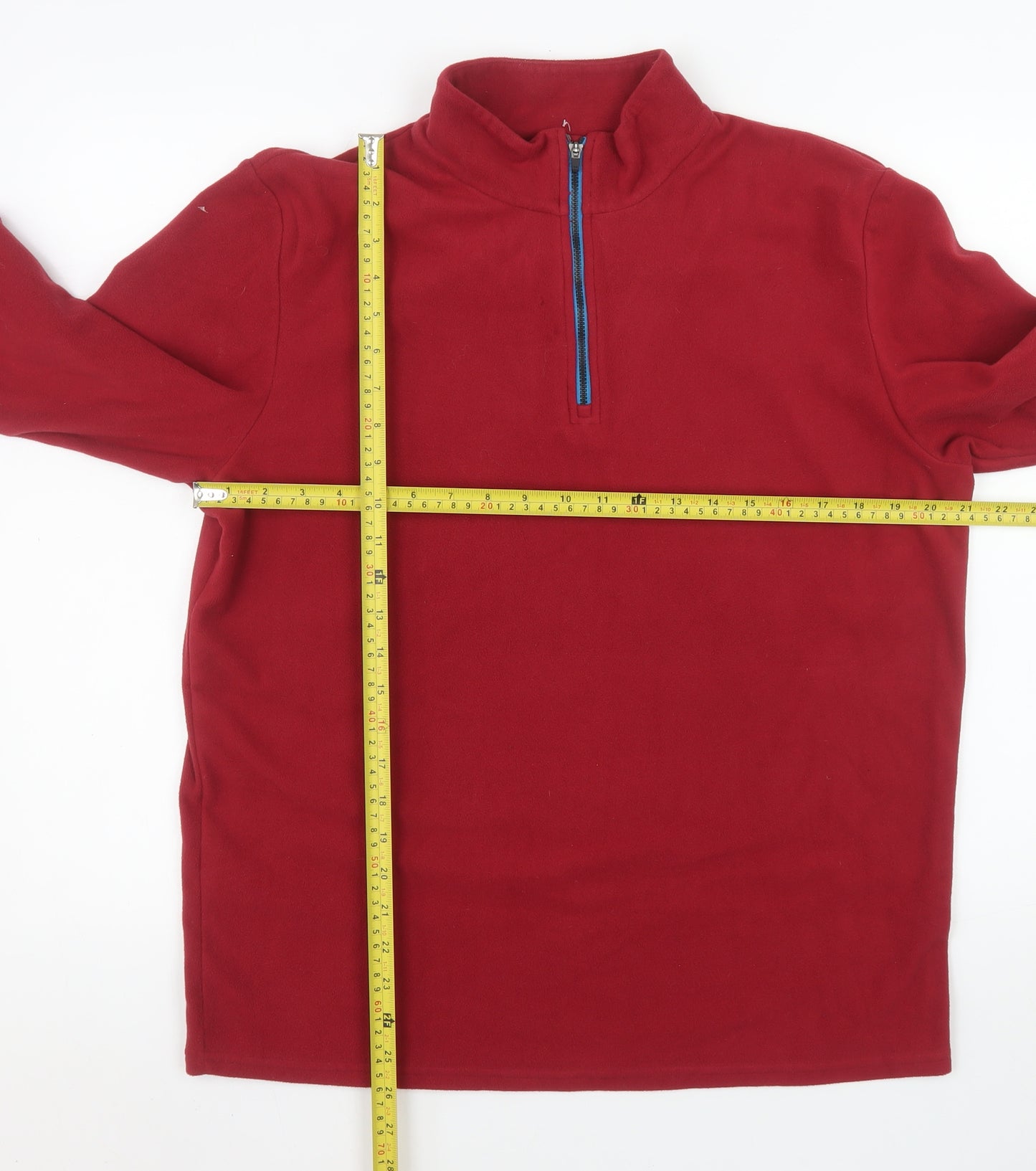Crane Mens Red Fleece 1/4 Zip Pullover Sweatshirt Size M