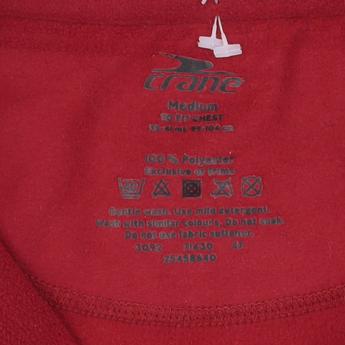 Crane Mens Red Fleece 1/4 Zip Pullover Sweatshirt Size M