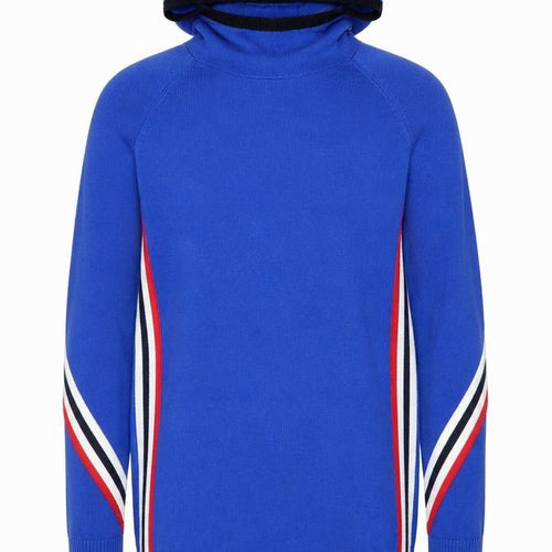 Garritt Men's Blue Hooded Stripe Pullover Jumper L Casual Knitwear