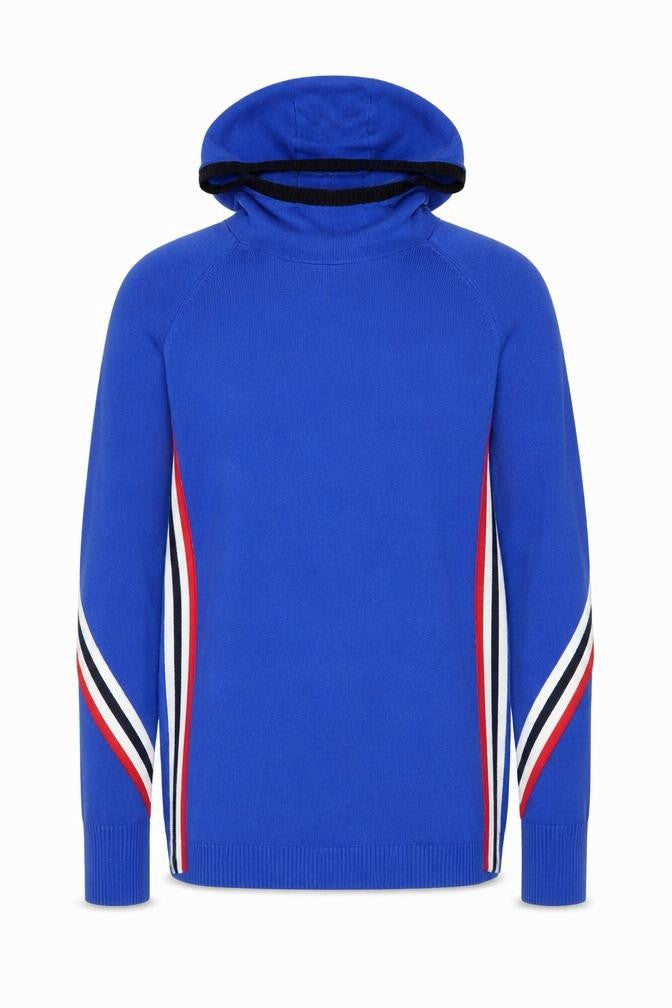 Garritt Men's Blue Hooded Stripe Pullover Jumper L Casual Knitwear