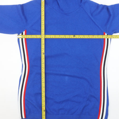 Garritt Men's Blue Hooded Stripe Pullover Jumper L Casual Knitwear