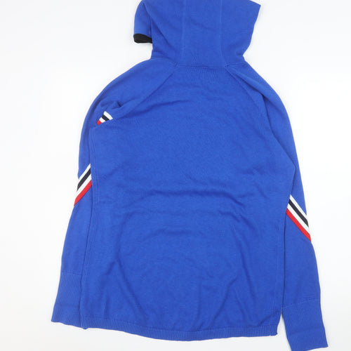 Garritt Men's Blue Hooded Stripe Pullover Jumper L Casual Knitwear