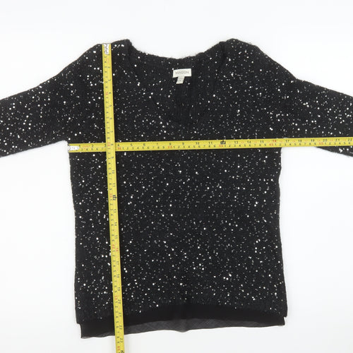 Monsoon Women's Black Sequin V-Neck Pullover Jumper Size 8