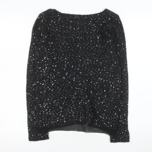 Monsoon Women's Black Sequin V-Neck Pullover Jumper Size 8