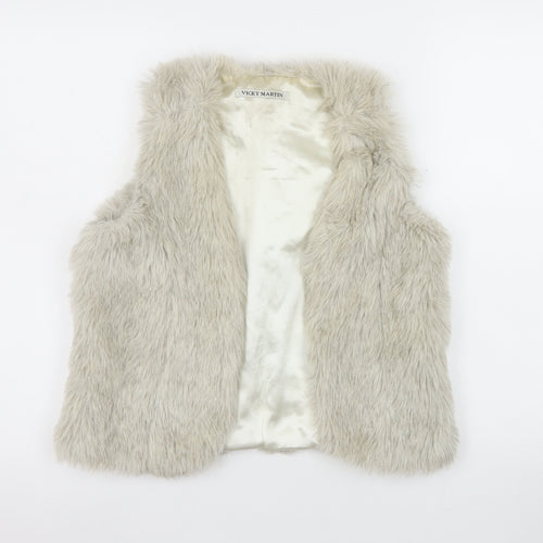 Vicky Martin Womens Beige Faux Fur Waistcoat Size 10 Regular Lined