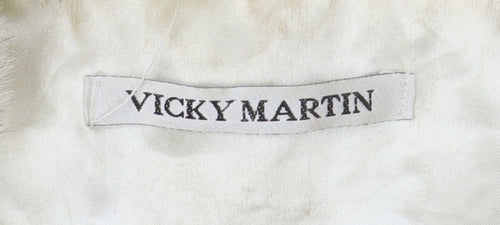 Vicky Martin Womens Beige Faux Fur Waistcoat Size 10 Regular Lined