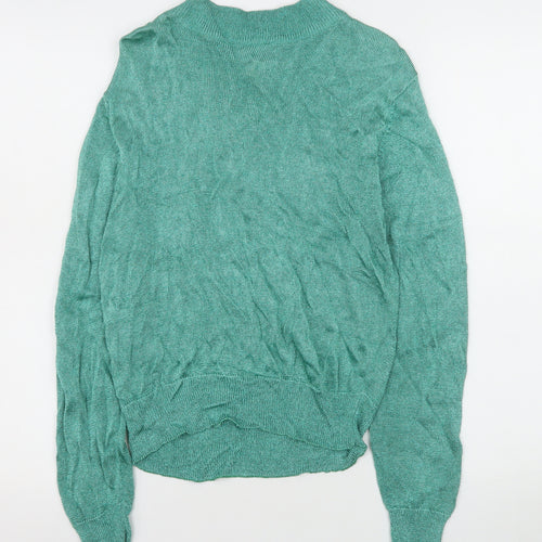 CIRAGE Women’s Green Mock Neck Long Sleeve Lightweight Vintage Pullover Jumper Size M