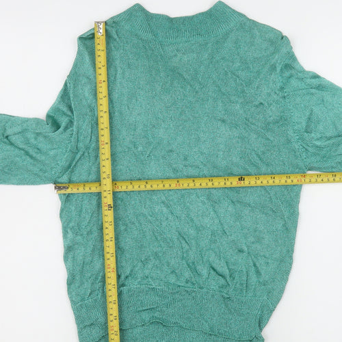 CIRAGE Women’s Green Mock Neck Long Sleeve Lightweight Vintage Pullover Jumper Size M
