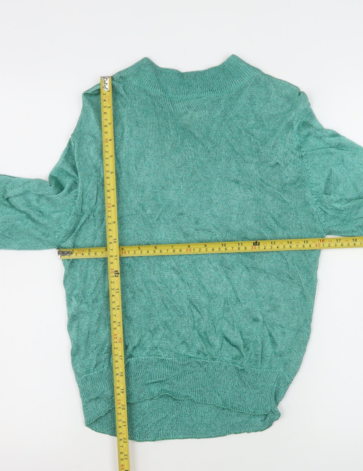 CIRAGE Women’s Green Mock Neck Long Sleeve Lightweight Vintage Pullover Jumper Size M