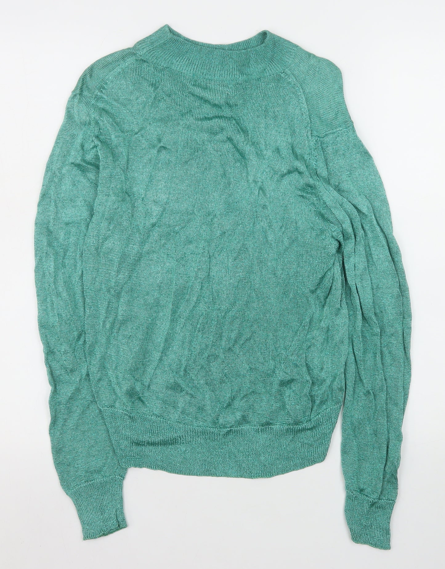 CIRAGE Women’s Green Mock Neck Long Sleeve Lightweight Vintage Pullover Jumper Size M