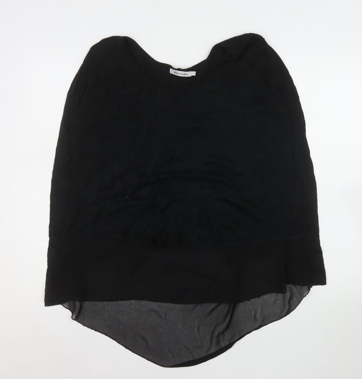 Alice Collins Women's Black Size 16 Tunic Blouse Bow Back Detail