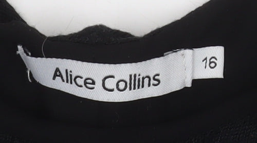 Alice Collins Women's Black Size 16 Tunic Blouse Bow Back Detail