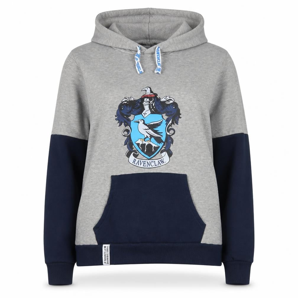 Front view of Primark Women’s Grey & Navy Ravenclaw Hoodie, size L, 14-16 Pullover