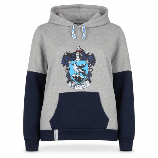 Front view of Primark Women’s Grey & Navy Ravenclaw Hoodie, size L, 14-16 Pullover