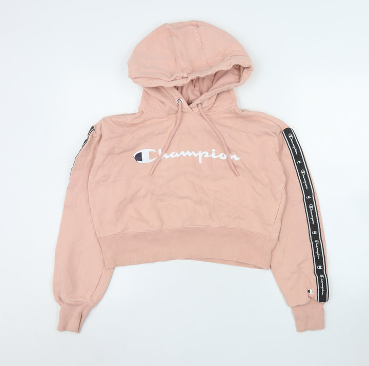 Champion Womens Pink Cropped Pullover Hoodie Small JD Sports
