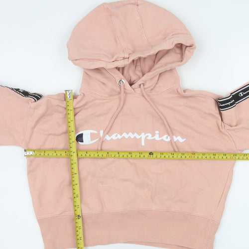 Champion Womens Pink Cropped Pullover Hoodie Small JD Sports