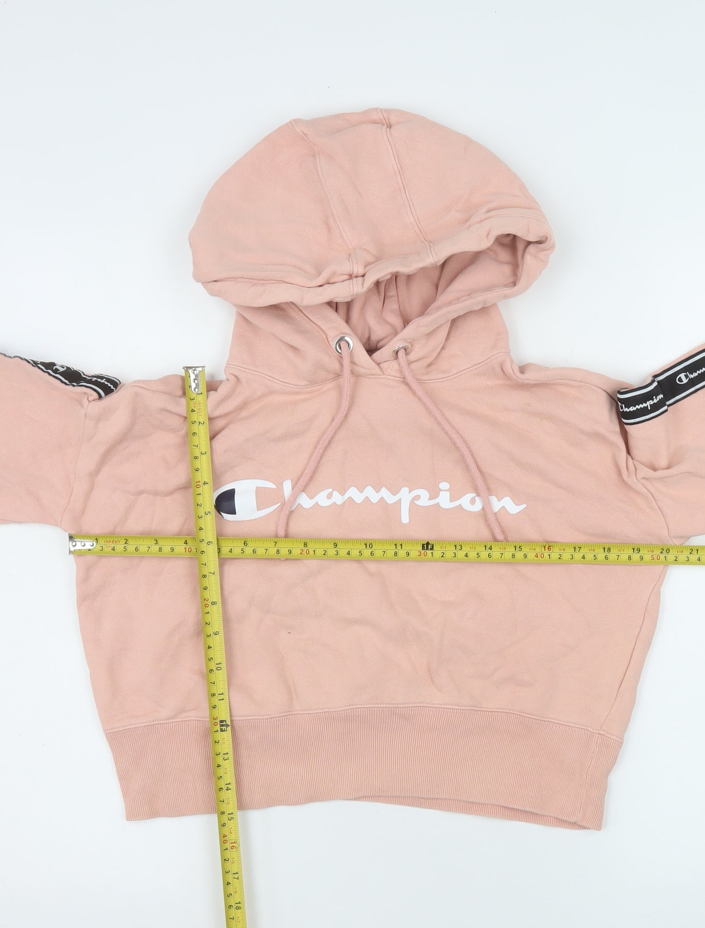 Champion Womens Pink Cropped Pullover Hoodie Small JD Sports