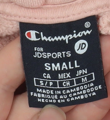Champion Womens Pink Cropped Pullover Hoodie Small JD Sports