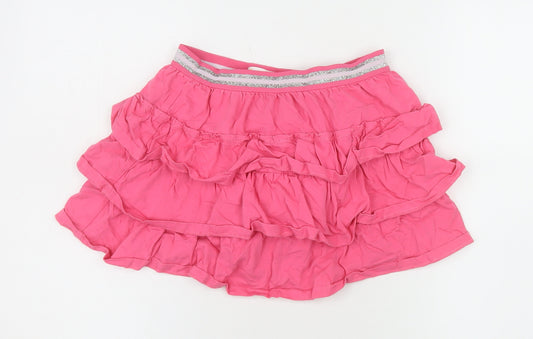 Boden Girls Pink Ruffled Cotton Skort 11-12 Years Tiered Elastic Waist