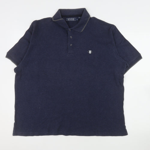 Maine New England Men's Blue Cotton Polo Shirt Size L Casual Top