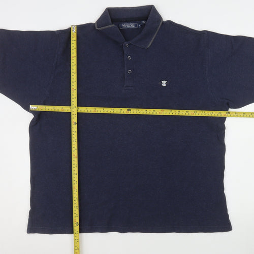 Maine New England Men's Blue Cotton Polo Shirt Size L Casual Top