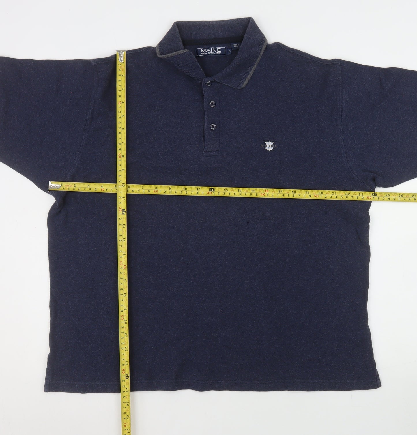 Maine New England Men's Blue Cotton Polo Shirt Size L Casual Top
