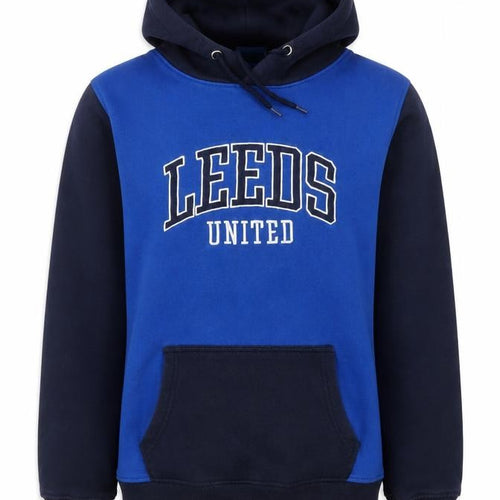 Leeds United Boys Blue & Black Hoodie 158/164 Pullover Fleece Sweatshirt