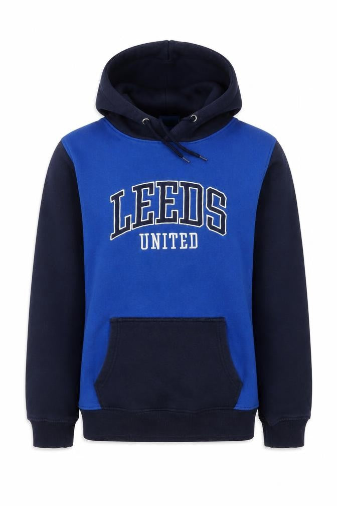 Leeds United Boys Blue & Black Hoodie 158/164 Pullover Fleece Sweatshirt