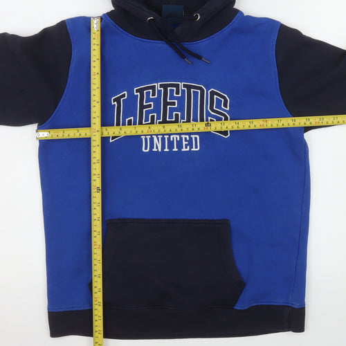 Leeds United Boys Blue & Black Hoodie 158/164 Pullover Fleece Sweatshirt